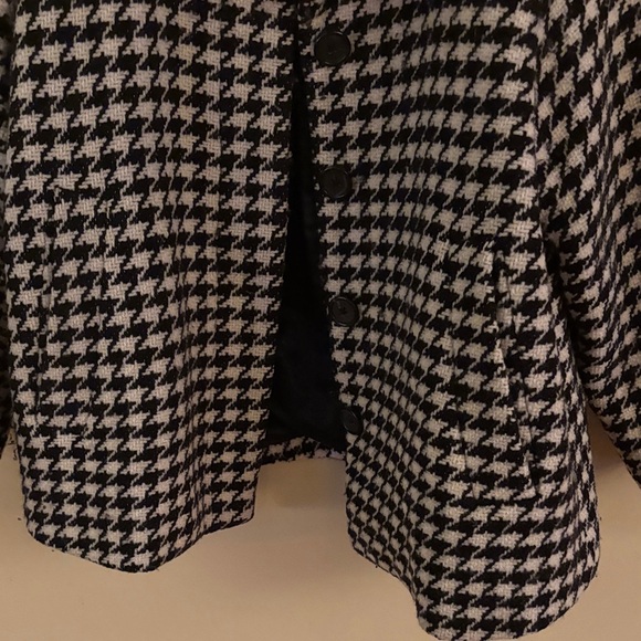 Banana Republic Women's Houndstooth Blazer in Black &  White Wool Blend Sz S - Picture 5 of 6